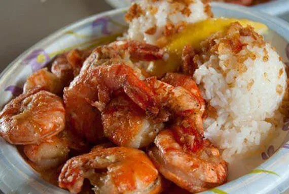 North Shore garlic shrimp lunch